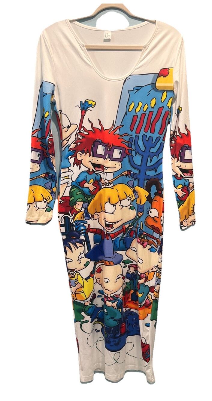 Rug Rats Ladies Dress, Juniors Size M, Long Sleeve, Body Con